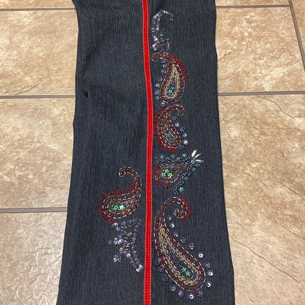 Denim 24/7 Black Wide Leg Jeans with Vibrant Embellishments Fall Denim - Picture 2 of 13